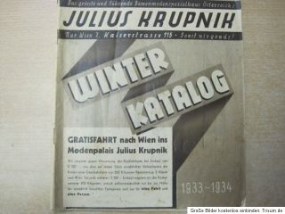 Julius Krupnik Wien Winter Katalog 1933 Modehaus 1070 Wien Damenmode