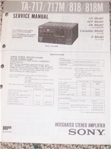 Sony TA 717/717M/818Integrated Amplifier Service Manual