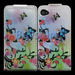 COLORFUL BUTTERFLY FLIP VERTICAL LEATHER CASE COVER SKIN FOR APPLE