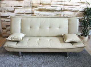 Lounge Sofa Schlafsofa Schlafcouch M48, PU Kunstleder, schwarz, creme
