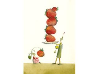 Postkarte  Erdbeeren ganzjährig Grusskarte Karte