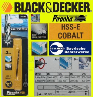 Piranha Hi Tech Metall INOX Edelstahl COBALT Bohrer HSS E ∅ 3 mm
