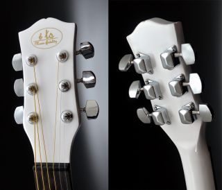 Design Akustik Gitarre Westerngitarre weiß weiss mit Tasche Gurt