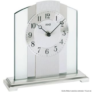 Markenuhr AMS Quarz Tischuhr Mineralglas Uhr Pendel Schiefer Aluminium