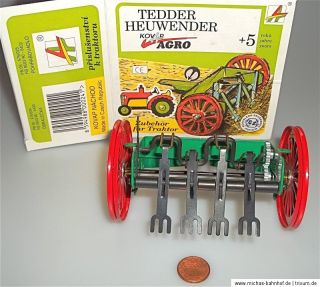 Heuwender Tedder Kovap Kovar Agro Blechspielzeug Zubehör f. Traktor