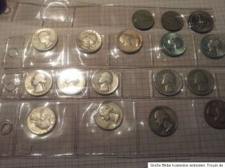 Konvolut 17 Münzen Quarter Dollar Silbermünze Münze Silber COIN