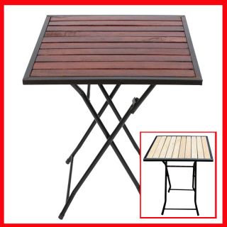 Biergarten Tisch Gartentisch, Holz+Metall, 60x60cm H71cm, hell oder