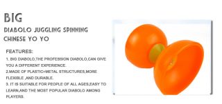 Big Bowl Diabolo Chinese Yo Yo Juggling Spinning Orange