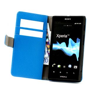 Handytasche f. Sony Ericsson Xperia ion LT28i Leder Blau Tasche Case