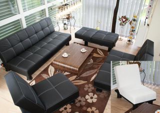 Sofa Sessel Relaxliege Gästebett weiß/creme, schwarz