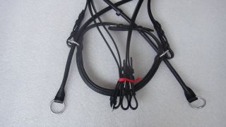 YESRD Genuine Leather Horse Bitless Bridle with Reins