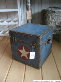 Vintage Design Truhe Box Kiste Holz Metall mit Stern 2 Grössen Selten