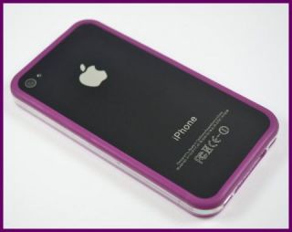 Bumper Schutz Tasche Für Apple iPhone 4 4G 4 S Lila   Transparent