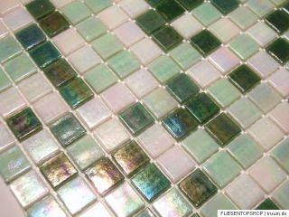 Glasmosaik Fliesen Mosaik PERLMUTTEFFEKT weiss, grün Perlmutt Bad