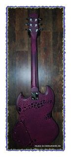 Gitarre SG pink schwarz krakeliert inkl. Pink Saiten