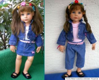 braunhaarige Götz Puppe Hannah 50 cm + Puppenkleidung, Vollvinyl