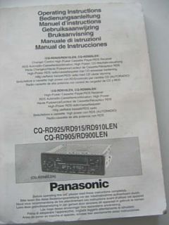 Bedienungsanleitung Panasonic CQ RD925/RD915 Autoradio