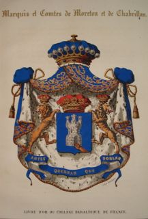1843 Magny Heraldik Orden Abzeichen Malteser Wappen Farblithos