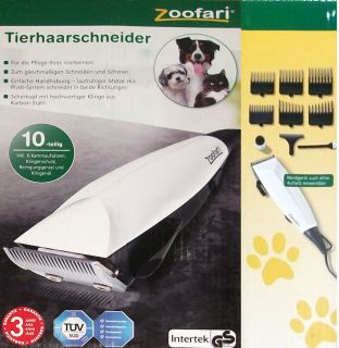 Tierhaarschneider Zoofari Hundehaarschneider Schermaschine 10 Tlg NEU