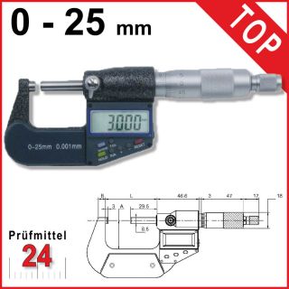 Bügelmessschraube Mikrometer Micrometer Messschraube Digital 0   25