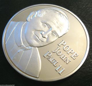 Pope John Paul II Silver Coin Catholic Christianity Vatican City Lucky