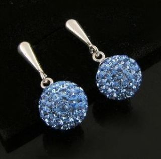 SILBER 925 Ohrringe mit SWAROVSKI Kugel Farbe Blau / Earrings with