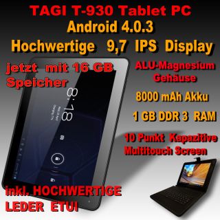 TAGI T 930 ANDROID 4 0 16 GB Tablet PC Pad KAPAZITIVE MULTITOUCH IPS
