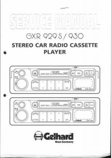 Gelhard Original Service Manual für CAR GXR 929 S / 930