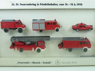 Wiking H0 187 Werbe Set Mercedes Benz Feuerwehr 5 Modelle (ML954