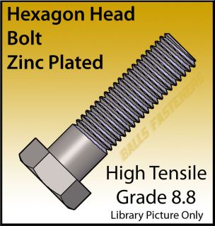 M12 M14 M16 Hex Head Bolt Steel Grade 8.8   Zinc Plated Hexagon Head