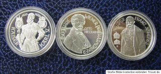 11 x 100 Schilling Silbermünzen Österreich in PP von 1991 1998