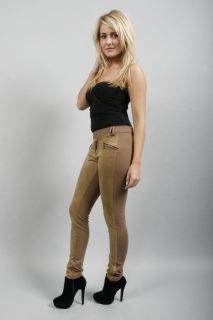 WOMENS BEIGE JEGGINGS JODPHURS FAUX SUEDE FRONT PANEL STRETCH TROUSERS