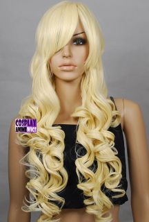 Golden Blonde Heat Styleable Curly Long Cosplay Wigs 967_LGB