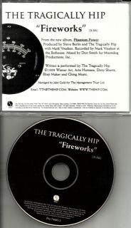 TRAGICALLY HIP Fireworks USA RARE 1998 PROMO Radio DJ CD single MINT