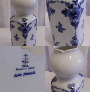 Alte Vase Stempel feines Porzellan Echt Kobalt Handbemalt