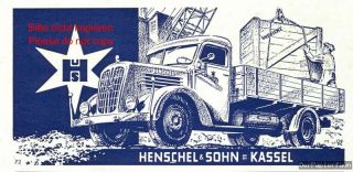 Henschel LKW Original Reklame von 1940 Laster Lastwagen Truck Ad