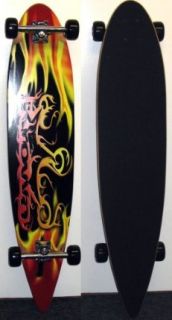2008 KROWN Red Flames 9 x 42 Pintail Longboard complete