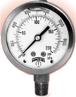 Winters Q805 Liquid Filled Pressure Gauge 0 160 PSI