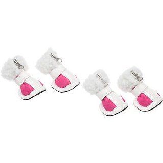 Pup Crew Hot Pink Shearling Shoes for Dogs, X Small