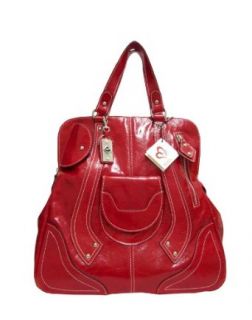 MEGGHI Italian Designer Handbag Tote in Red Leather