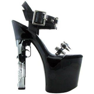  51 Platform Sandal With 9mm Gun Shaped Heel Black Size 12 Shoes