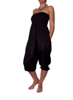 Silk Look Harem Ali Baba Pants Jumpsuit Romper Black
