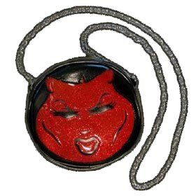 Glitter Red Devil Girl Round Chain Purse Clothing