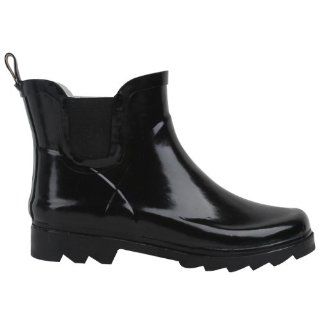 New Sunville Brand Womens Short Ankle Black Rubber Rain Boots