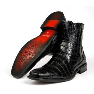 Ferro Aldo Mens Dress Boots Shoes Crocodile Zippered Styled in Italy