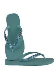 Top Swarovski Crystal Flip Flops (39/40, Glacier/Aquamarine) Shoes