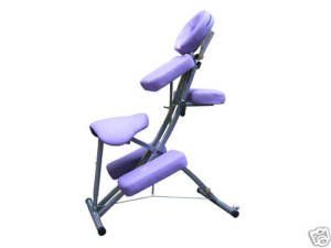 Purple Foldable Steel Portable Massage Chair w/Wheels