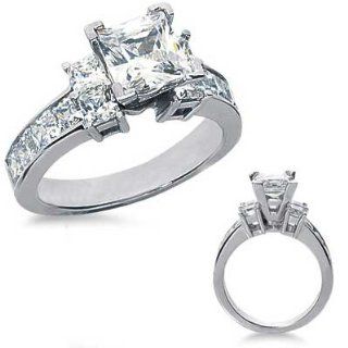 3.29 Ct.Princess Cut Diamond Engagement Ring with Side