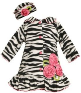 Bonnie Baby girls Infant Zebra Print Fleece Coat and Hat