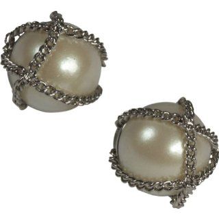  ABS Jewelry Abs Pearl Wrapped Stud (White and Silver) Shoes